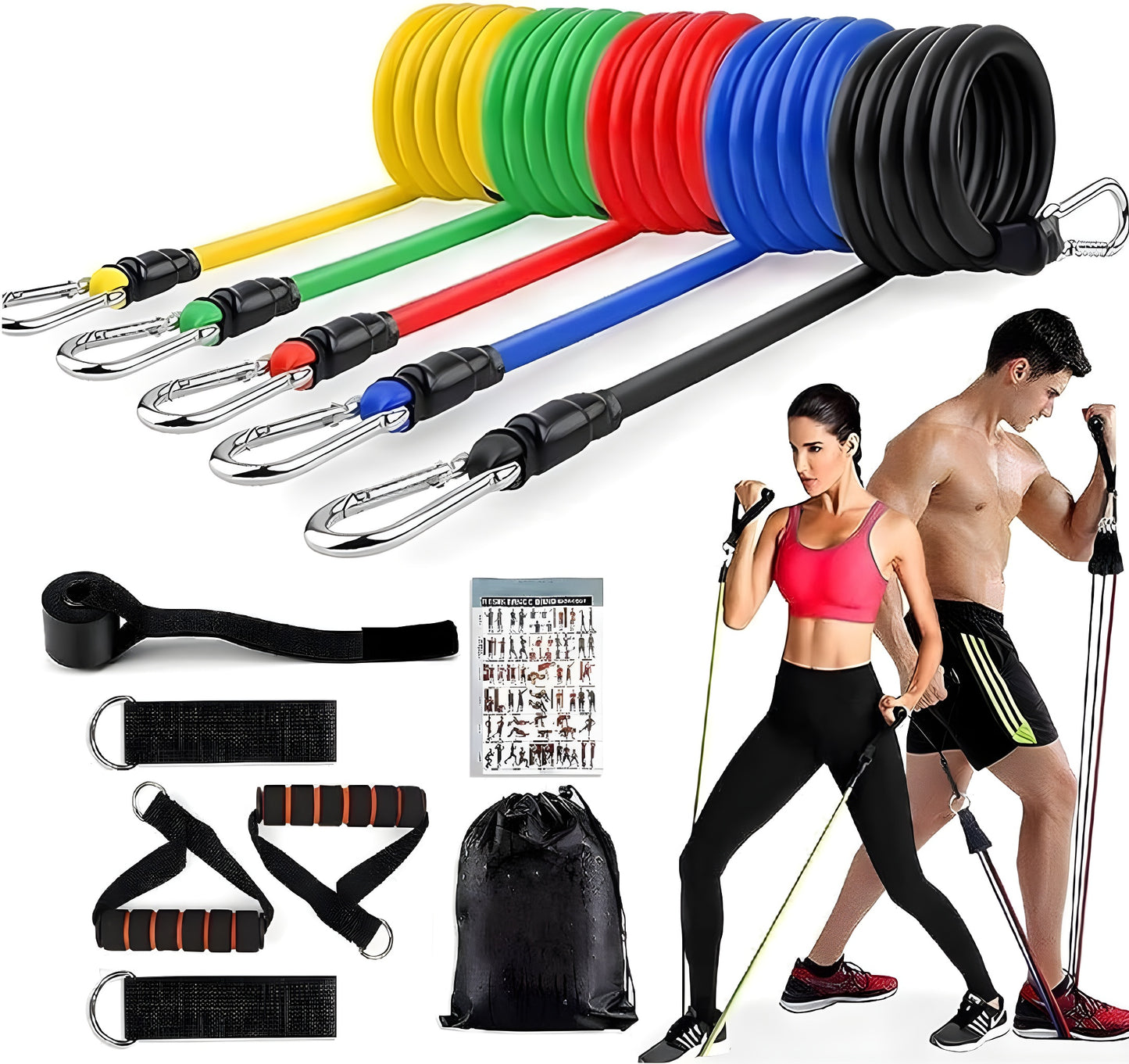 11-Piece Resistance Band Set for Home Workout & Fitness (Men & Women)