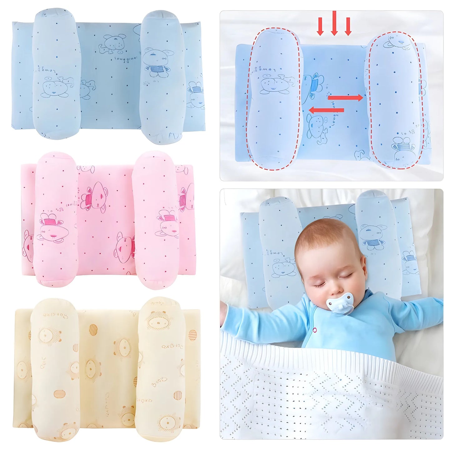 Newborn Head Support Pillow Soft Foam , Portable & Washable
