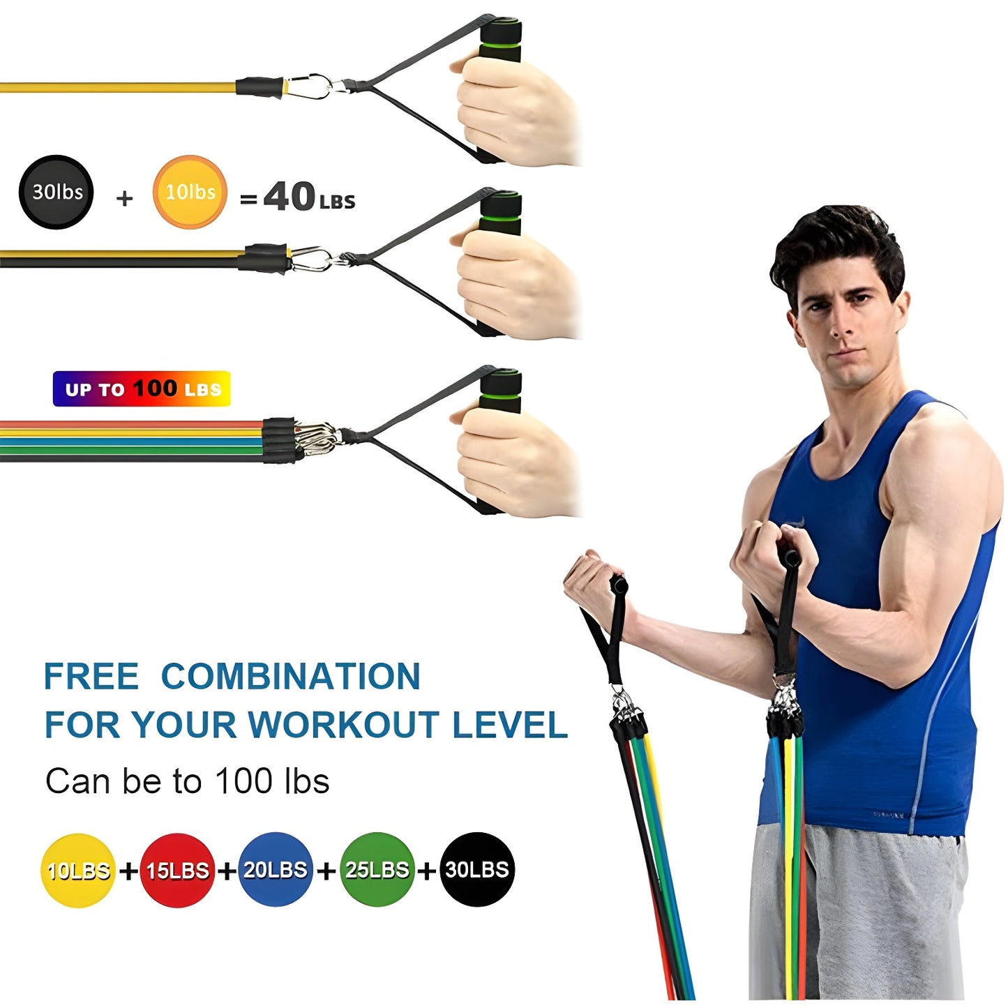 11-Piece Resistance Band Set for Home Workout & Fitness (Men & Women)