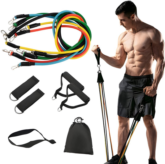 11-Piece Resistance Band Set for Home Workout & Fitness (Men & Women)